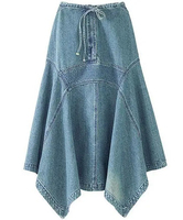 Jupe en jean décontractée mini pour femme, coupe trapèze, grande taille, taille haute, respirante, en coton tricoté uni, personnalisable, collection printemps