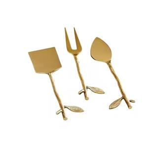 Ensemble de 4 couteaux à fromage en acier inoxydable avec poignées en marbre passe au lave-vaisselle pour les ustensiles de cuisine à manger utilisation de mariage - Product Image 3