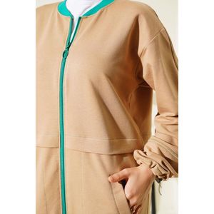 Ensemble 2 pièces zippé à col côtelé Camel - Product Image 4