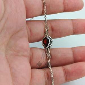 Handmade Sterling Silver <b>Garnet</b> <b>Bracelet</b> January Birthstone Gemstone Bangles Elegant Jewelry for Women - Product Image 4