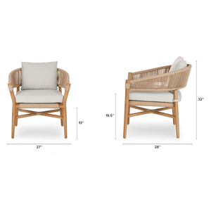 Modern Outdoor Garden <b>Patio</b> <b>Set</b> <b>Wooden</b> Solid and Rope Woven Dining Chair for Hotels - Product Image 6