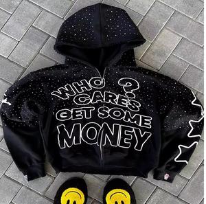 Sweat à capuche personnalisé pour homme en noir avec strass |   Streetwear Premium |   Vente en gros pour la revente |   Fabricant et fournisseur de vêtements OEM - Product Image 4