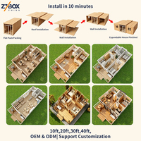 ZYBOX Villa préfabriquée de luxe 5 étoiles 20ft 40ft avec toit en pente et porche, pour Airbnb aux États-Unis et en Australie, maison conteneur préfabriquée extensible