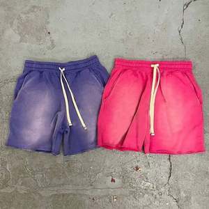 Personnalisable Vintage solide coton éponge entraînement Shorts hommes 100% haute qualité respirant toile matériel écologique haute rue - Product Image 5