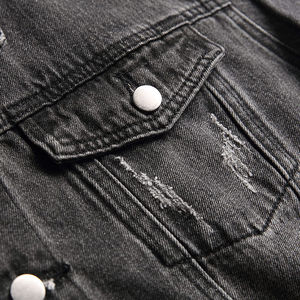 Vestes en jean pour hommes de haute qualité en gros OEM, logo de marque, lavage bon marché, veste en jean personnalisée, vente en gros d'usine, vestes en jean pour hommes - Product Image 4