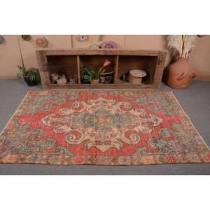 พรมวินเทจขนาด 4.3x7.2 ฟุต ลายสัตว์สีแดง พรมตุรกี - Product Image 3