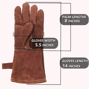 Guantes de trabajo de soldadura Mig de cuero de vaca con servicio OEM, guantes de trabajo de soldador de seguridad manual resistentes a la abrasión resistentes al calor - Product Image 4