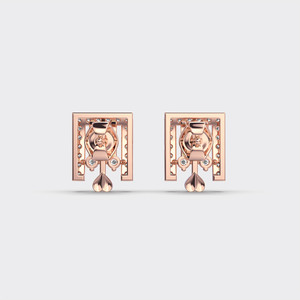 IGI Certified Lab Grown Round Diamond Stud Earrings 18K Yellow / White / Rose Gold Square Halo <b>Drop</b> Design Diamond Earrings - Product Image 4