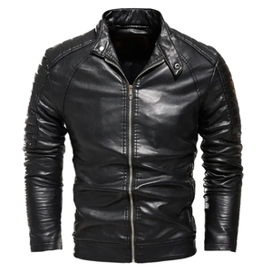 Veste en cuir pleine fleur pour hommes de haute qualité à la mode à la mode rayé noir ivoire fermeture éclair Design attrayant - Product Image 1