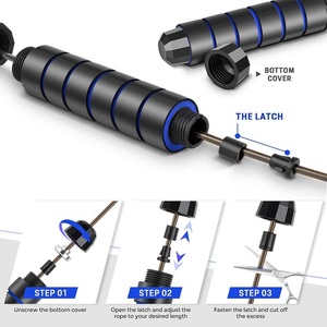 Cordes à sauter de fitness réglables avec logo personnalisé pour hommes femmes Base en bois à long manche unisexe pour l'entraînement à domicile en salle de sport utilisation régulière - Product Image 5