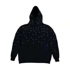 Sweat-shirts à capuche en molleton de coton lourd de haute qualité pour hommes personnalisés, avec des diamants colorés et des strass - Product Image 5