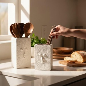 Porte-ustensiles en céramique de haute qualité, écologique, couleur personnalisée, pour la cuisine, rangement de cuillères, spatules, pot |   Lave-vaisselle sécurisé pour comptoir - Product Image 5