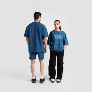 T-shirt surdimensionné en éponge lavée à l'acide avec épaule tombante Streetwear vintage personnalisé pour hommes femmes services d'été OEM/ODM acceptés - Product Image 2