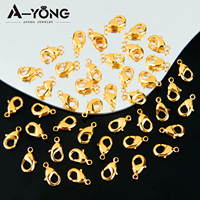 Accessoires de fabrication de bijoux anti-ternissement, fermoirs à griffe de homard en cuivre couleur or, fermoirs à griffe pour bracelet, collier, pour bijoux DIY