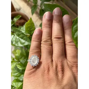 925 Silver Oval <b>Moonstone</b> Crystal <b>Ring</b> - Product Image 5