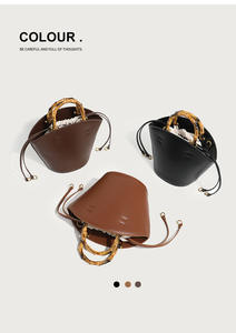 กระเป๋าถือสะพายข้างสำหรับผู้หญิง, กระเป๋าหนัง PU กระเป๋าทรงถังมีซิปปิดความจุขนาดใหญ่ - Product Image 2