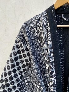 เสื้อคลุมกิโมโนคอวีผ้าฝ้ายแท้ของผู้หญิงแขนยาวพิมพ์ลายด้วยมือสำหรับใช้ในชีวิตประจำวันฤดูใบไม้ผลิฤดูร้อนฤดูใบไม้ร่วง - Product Image 2