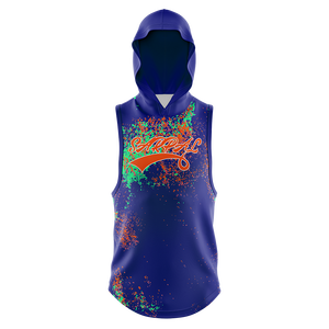 Custom Men Winter Fleece Streetwear Embroidered <b>Hooded</b> Cut-Off Sublimation Sleeveless Hoodie Sublimation Sleeveless Emboss Print - Product Image 1