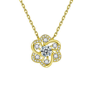 Collier en argent sterling 925 de haute qualité, pendentif trèfle délicat multicolores pour mariage, bijoux, 1 carat, pétales rotatifs, moissanite - Product Image 2