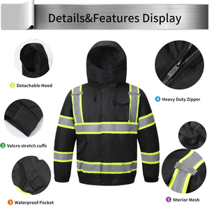 เสื้อแจ็กเก็ตความปลอดภัยสะท้อนแสงสำหรับงานปักลายโลโก้ตามสั่ง - Product Image 2