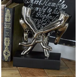 ประติมากรรมมือเซรามิกสีเงินสไตล์โบราณกระจกสีเงินสำหรับล็อคความรักประติมากรรมขัดเงาตกแต่งบ้านแบบทันสมัย - Product Image 4