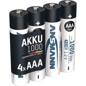 ANSMANN 1,2V 1000mAh R03-AAA-Micro HR03 4 ชิ้น/แบตเตอรี่แบบพลาสติกหุ้มส่วนประกอบอิเล็กทรอนิกส์ - Product Image 1