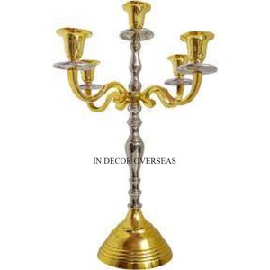 Excellente qualité métal de haute qualité plaqué or et cristaux perlés Unique Designer Table de mariage pièce maîtresse candélabre fournitures - Product Image 6