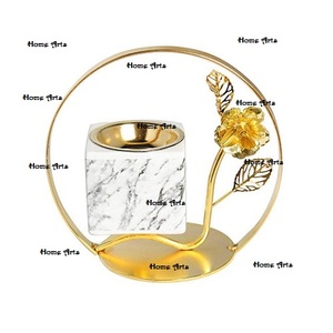 Quemador Bakhoor pulido de oro de mármol de diseñador con soporte de diseñador Mabkhar Quemador de incienso de forma cuadrada de tamaño personalizado - Product Image 1