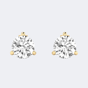 Boucles d'oreilles en diamant rond taille brillant 3,00 CTW, style classique à 3 griffes, diamant de laboratoire cultivé VVS VS, or blanc, or rose, bijoux - Product Image 4