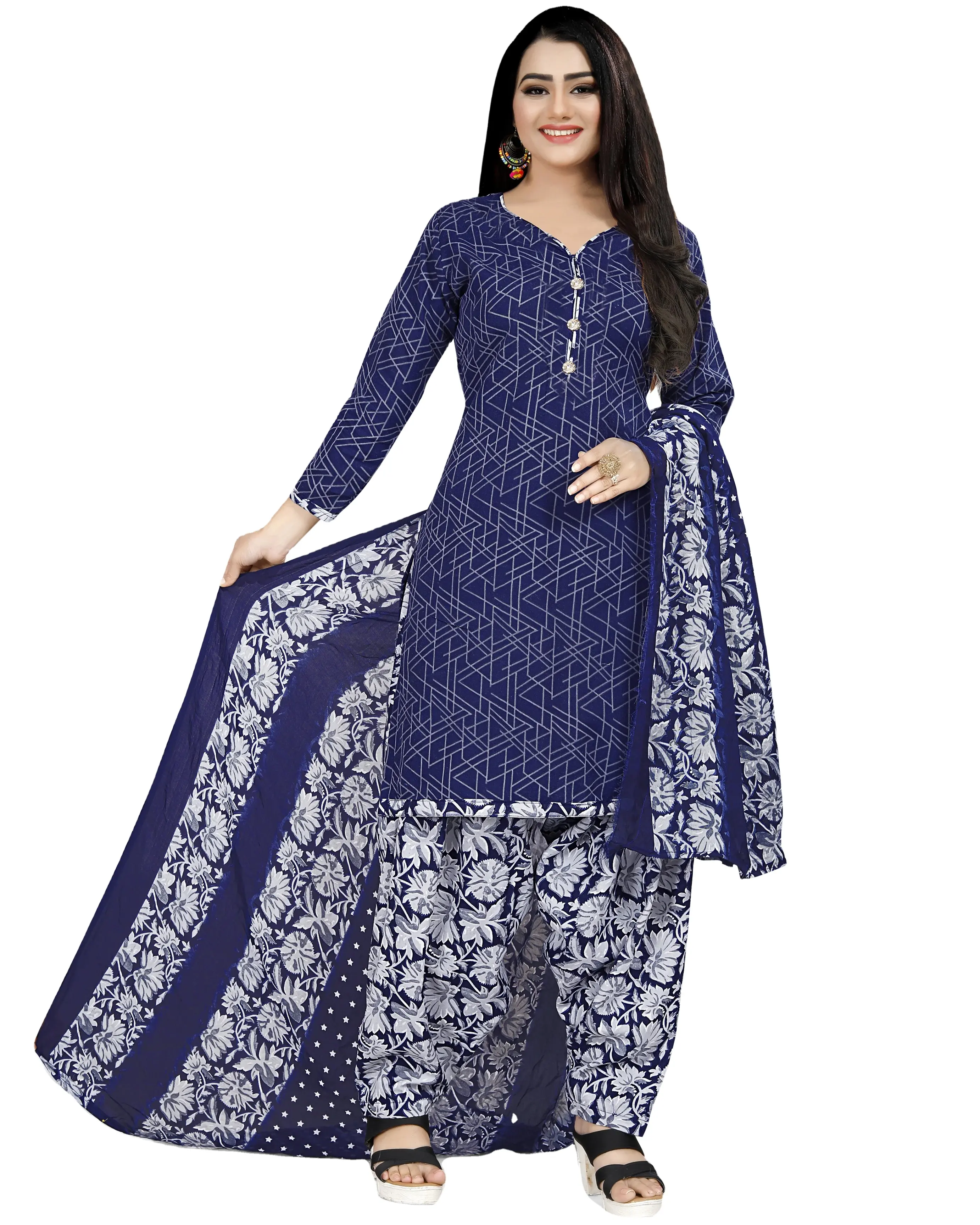 Rajnandini thiết kế patiyala phù hợp với cho phụ nữ mặc hàng ngày bông salwar kameez mới nhất punjabi phù hợp với giá cả hợp lý Dresses Ấn Độ