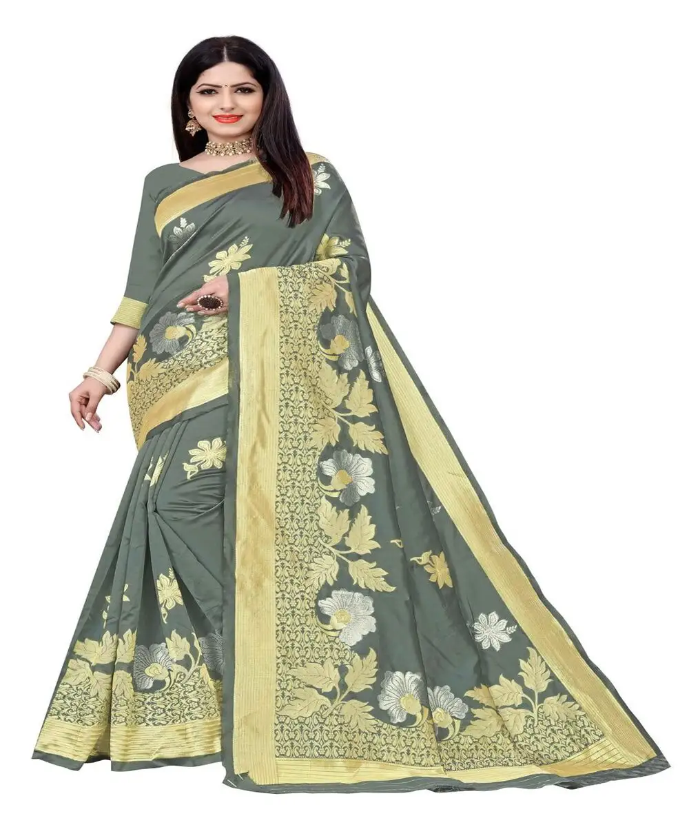 Sofisticato abbigliamento da festa in raso Banarasi Saree Surat, ideale per aggiungere eleganza alle occasioni formali