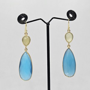 925ต่างหูพลอยโมราสีเงินสเตอร์ลิงตัดรูปหยดน้ำทำมือชุบทองธรรมชาติดีไซน์รูปหัวใจ - Product Image 1