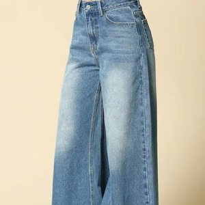 Haute qualité femmes pantalons et pantalons jambes larges Palazzo bleu Denim Slim Fit Vintage décontracté mode ventes entières - Product Image 5