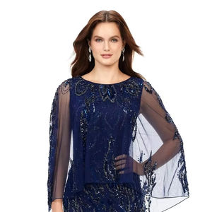 Robe Maxi A-Line perlée sur le devant avec design symétrique O-cou taille antistatique fête Cocktail vêtements respirant conception détaillée - Product Image 1