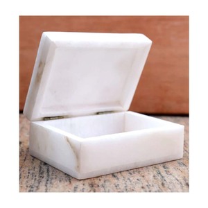 Joyero de mármol de piedra verde y roja natural hecho a mano para regalos de boda - Product Image 4