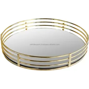Plateau en métal artisanal de qualité supérieure pour la collection d'accessoires de maison, plateau avec sculpture de couronne brillante en acrylique pour la maison de haut niveau - Product Image 3