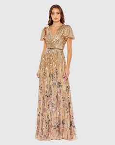 Elegante Vestido de Fiesta de Noche con Estampado Floral, Estilo Trompeta/Sirena, Lujoso, Sin Mangas, Bordado, con Lentejuelas, Escote en V, Tela de Tul - Product Image 4