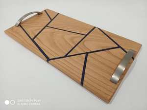 Vaisselle décorative rectangulaire en bois massif véritable naturel, plateau de service à fruits, plateau de service à café, plateau de service à café - Product Image 3