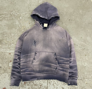 Sweat-shirt à capuche pour homme en molleton lourd délavé style streetwear, vintage, délavé, épaules tombantes, sans marque - Product Image 1