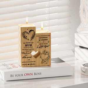 Heart Interlocking Wooden Candle Holder for Mum, Romantic Wood <b>Tealight</b> Candle Holder Stand for Mother's Day Birthday Gift - Product Image 5