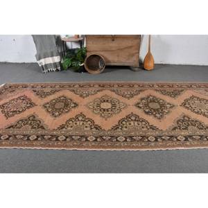 Vintage <b>Brown</b> 49 X 123 ft Turkish <b>Wool</b> Rug Classic Style Beige Accents Patchwork Pattern Latex for Large Area for Teenagers - Product Image 2