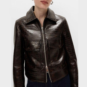 Chaqueta de Cuero con Diseño Elegante para Mujer, Tejida en Invierno, Transpirable, Ecológica, con Relieve Frontal Sólido, de Primera Calidad - Product Image 5
