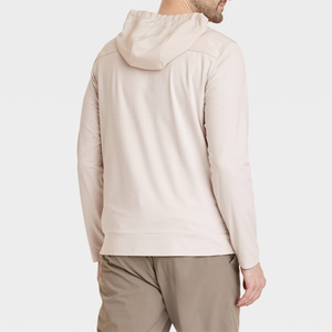 Chaqueta con cremallera de algodón para deportes de invierno personalizable para hombre, Color sólido con sombrero de cuerda y Sudadera con capucha de punto para las estaciones de otoño - Product Image 2