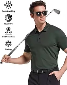 Camiseta de manga corta de LICRA de secado rápido para hombre, camiseta de manga corta de entrenamiento informal que absorbe la humedad, sólida para trabajo de Golf y Golf - Product Image 2