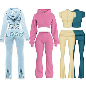 Conjunto Deportivo de 2 Piezas para Mujer, Estilo Y2K, Invierno, Algodón, Sudadera con Capucha y Pantalones Deportivos, Logotipo Personalizado, Venta al Por Mayor - Product Image 1