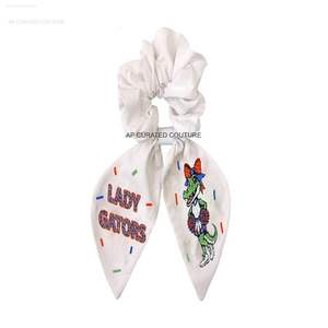 Latest Trendy Indian Hand Embroidered Hair <b>Scrunchies</b> Multicolored Beaded Hair Clips Game Day New Designs - Product Image 3