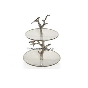 2 Tier <b>Cake</b> Display <b>Stand</b> Finest Quality Aluminum Nickel Plated <b>Cake</b> <b>Stand</b> Table Decorative Accessories for Wedding Party Usage - Product Image 1