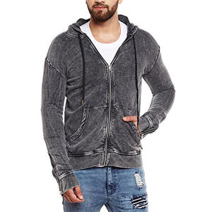 Venta al por mayor 100% algodón Sudadera con capucha de los hombres de gran tamaño Super calidad lavado con ácido estilo Vintage lavado Look de invierno opciones de logotipo personalizado - Product Image 1