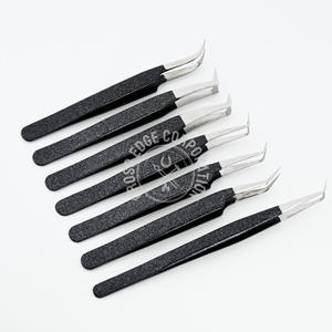 Pince à épiler pour extensions de cils, volume massif, isolation des bouquets, avec grip nano diamant en microfibre et ciseaux à ressort - Product Image 1