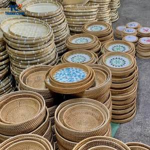 Mimbre de ratán natural tejido a mano Tapa de bandeja de servicio de color personalizable de alta calidad Nuevo diseño Ecológico Hecho a mano Vietnam - Product Image 3